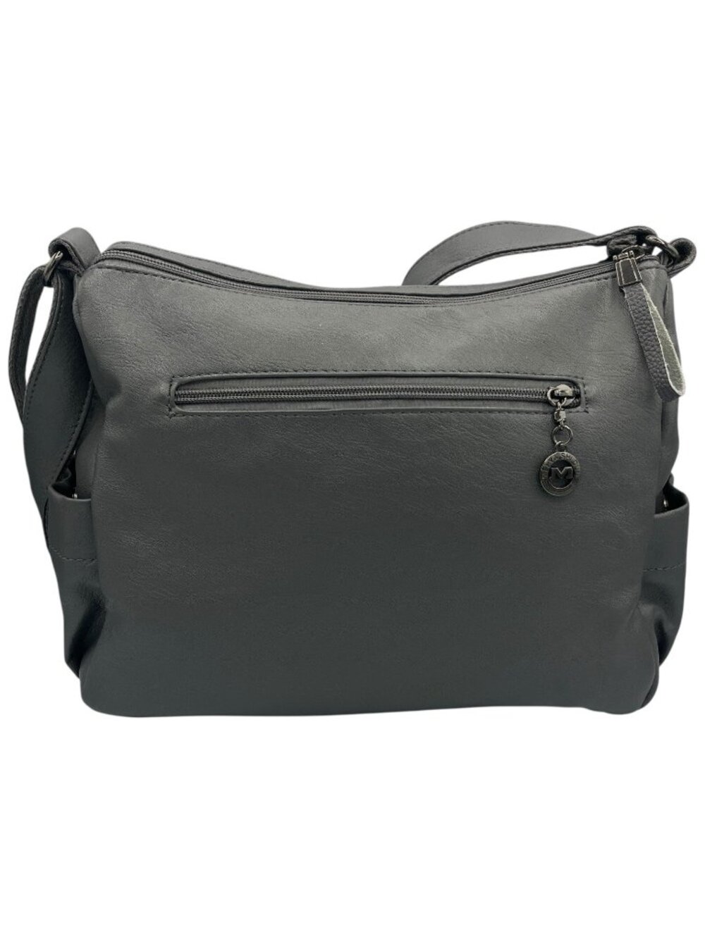Mei Ya Shi Dun Gray Shoulder Crossover Purse 4 Zippered & 2 Snap Magnet Pockets - Picture 3 of 13